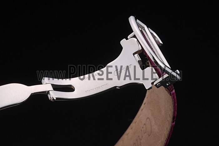 Cartier Ballon Bleu 42mm White Dial Stainless Steel Case Purple Leather Bracelet