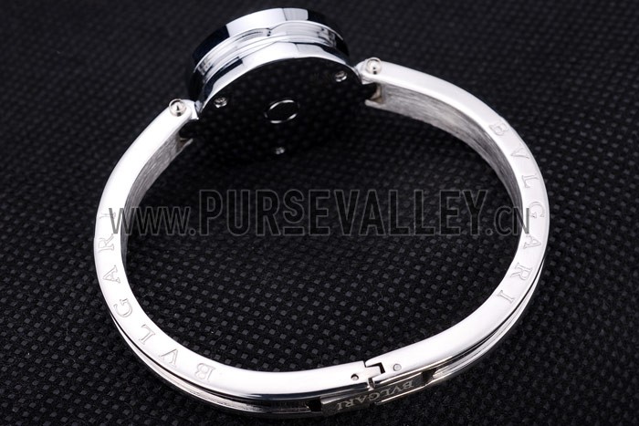 Bvlgari B.ZERO1 24mm White Heart Dial Steel Case Black Bezel Steel Bracelet