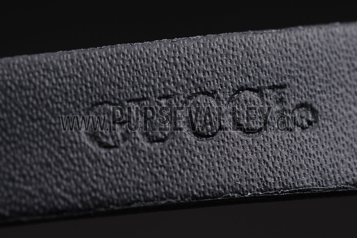 Gucci Polished Rose Gold Bezel Black Dial Black Leather Strap