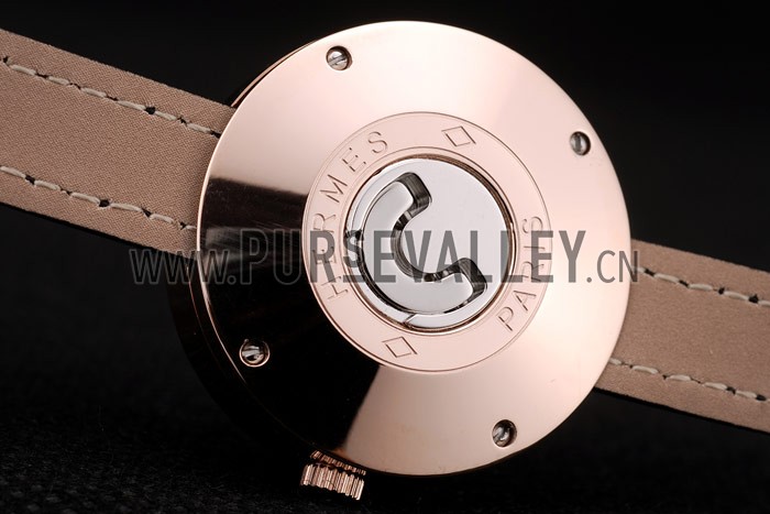 Hermes Classic MOP Dial Black Elongated Leather Strap