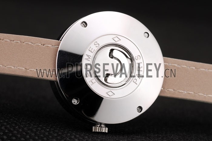 Hermes Classic MOP Dial White Elongated Leather Strap