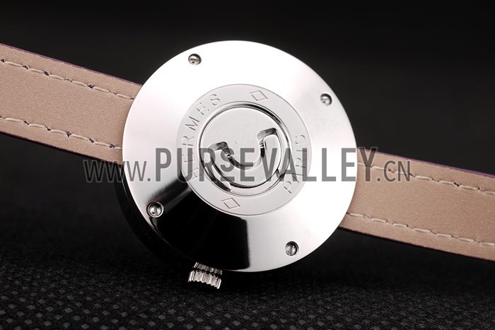 Hermes Classic MOP Dial Purple Elongated Leather Strap