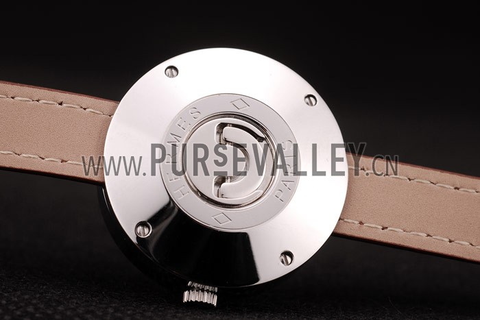 Hermes Classic MOP Dial Brown Elongated Leather Strap