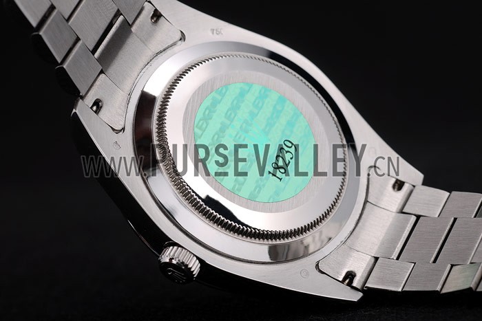 Rolex DayDate Stainless Steel Ribbed Bezel Silver Dial 41976