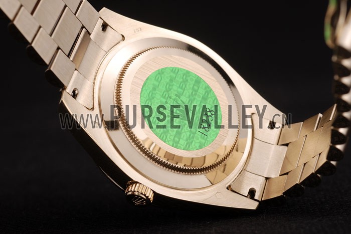 Rolex DayDate Black Patterned Dial Gold Stainless Steel Strap 41980