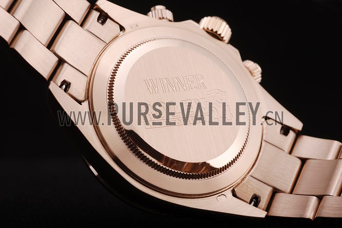 Rolex Daytona Rose Gold Plated Stainless Steel Bezel Rose Gold Dial