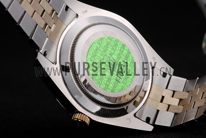 Rolex DateJust Gold Stainless Steel Ribbed Bezel Goldish Dial 41978