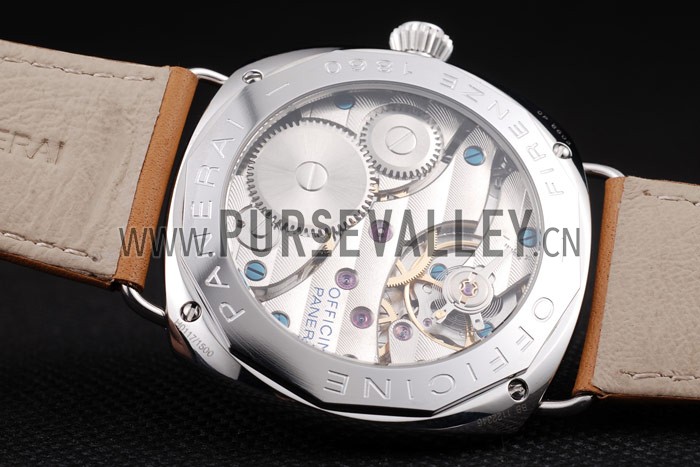Panerai Radiomir Polished Stainless Steel Case Black Dial Brown Leather Strap 98160