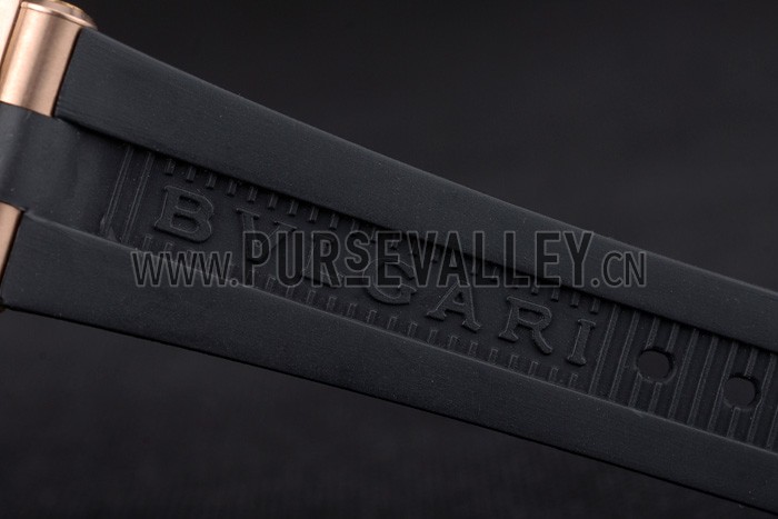 Bvlgari Diagono 36mm White Dial Gold Case With Diamonds Black Rubber Bracelet