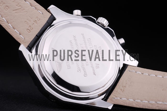 Breitling Bentley Chronograph Black Dial Black Leather Strap