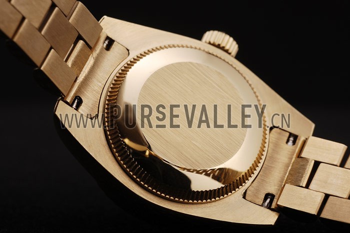 Rolex DateJust Ribbed Pattern Gold Bezel Gold Dial