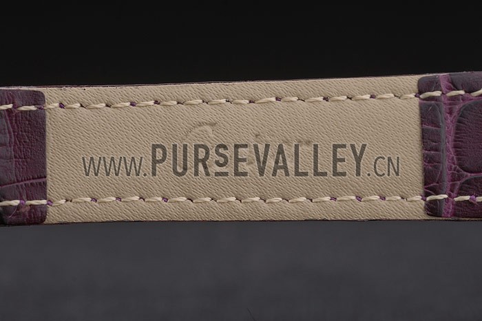 Cartier Tank Anglaise White Tiger Dial Gold Case Purple Leather Bracelet