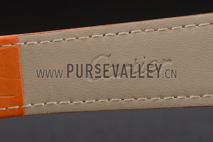 Cartier Tank Anglaise 30mm White Dial Diamonds Gold Case Orange Leather Bracelet