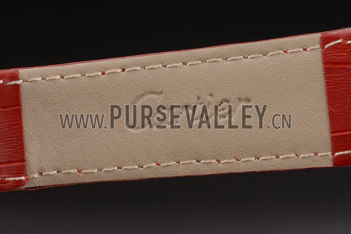 Cartier Tank Anglaise 30mm White Dial Gold Case Red Leather Bracelet