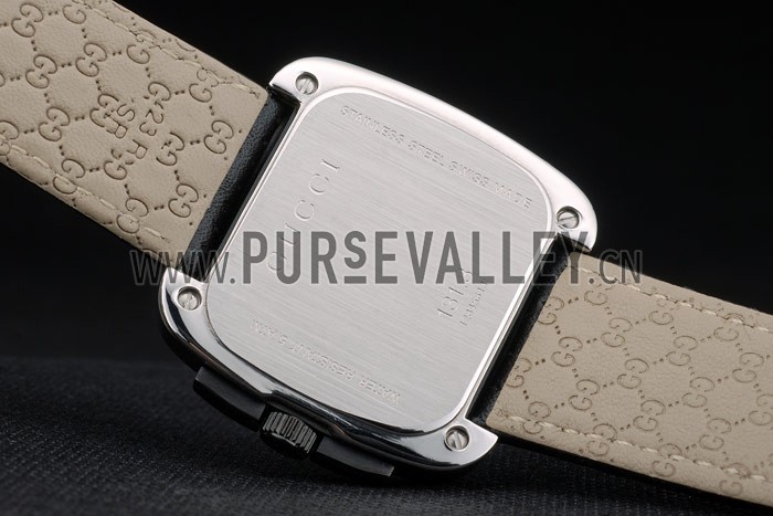 Gucci Black Leather Strap Black Ceramic Bezel Black Dial 80220