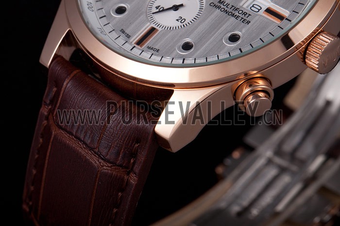 Mido Multifort Brown Croco Leather Strap White Dial 80287