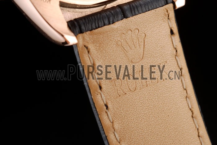 Rolex Daytona Rose Gold Case Black Dial Black Leather Strap