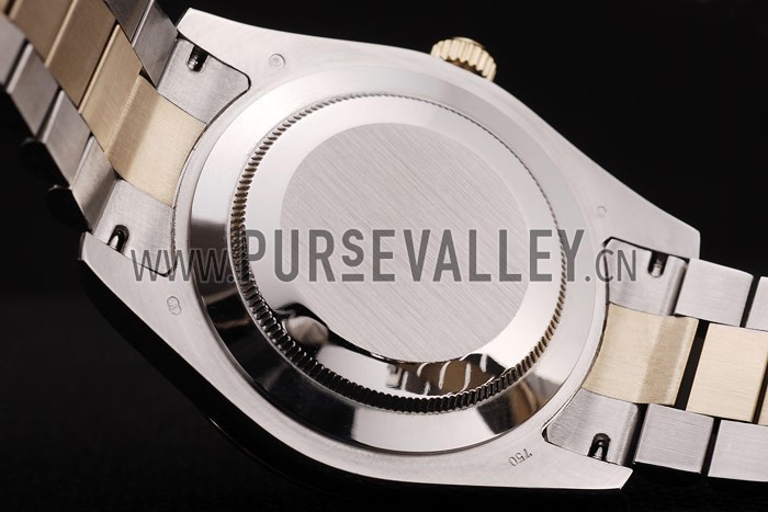 Rolex DateJust Gold Ribbed Pattern Bezel Black Dial