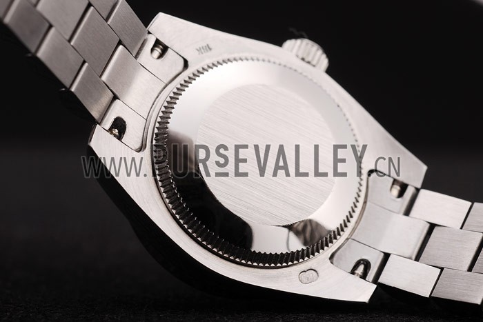 Rolex DateJust Brushed Stainless Steel Diamond Plated Case White Dial Diamond Plated Bezel