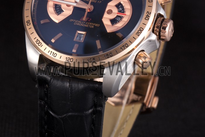 Tag Heuer Carrera Stainless Steel Case Black Dial Black Leather Strap