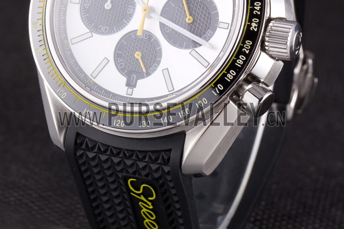 Omega Speedmaster Black Rubber Bracelet White Dial 801422