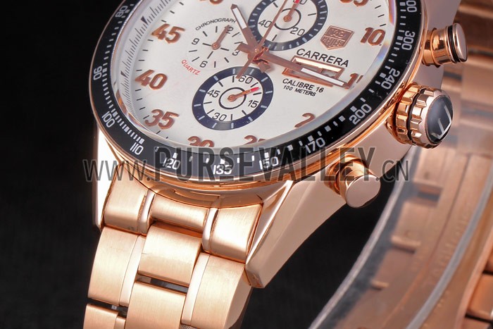 Tag Heuer Carrera Rose Gold Bracelet White Dial 801442