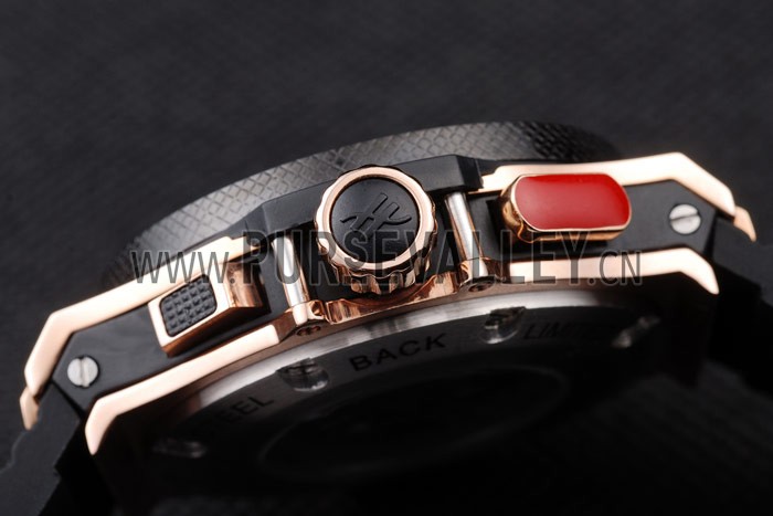 Hublot King Power Tourbillon Black Strap Gold Dial