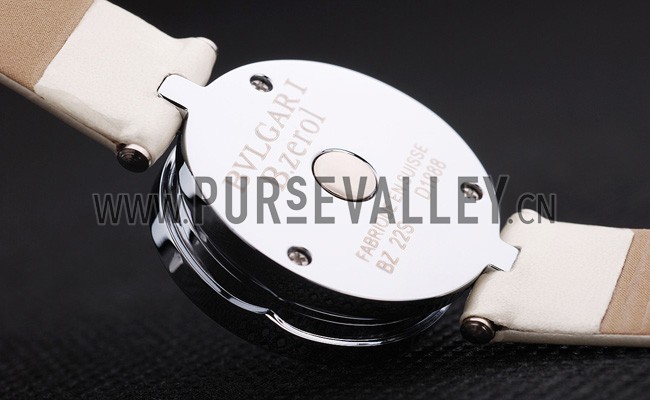 Bvlgari B.ZERO1 25mm White Dial Stainless Steel Case And Bezel Ivory Leather Bracelet