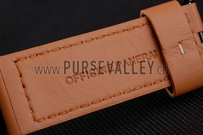 Panerai Luminor Ion Plated Stainless Steel Bezel Orange Leather Bracelet 622309