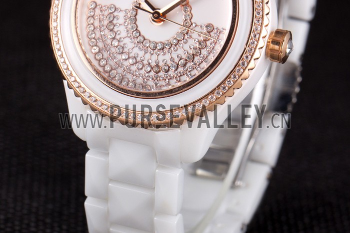 Dior VIII Grand Bal Rose Gold Bezel White Bracelet cd07 621360