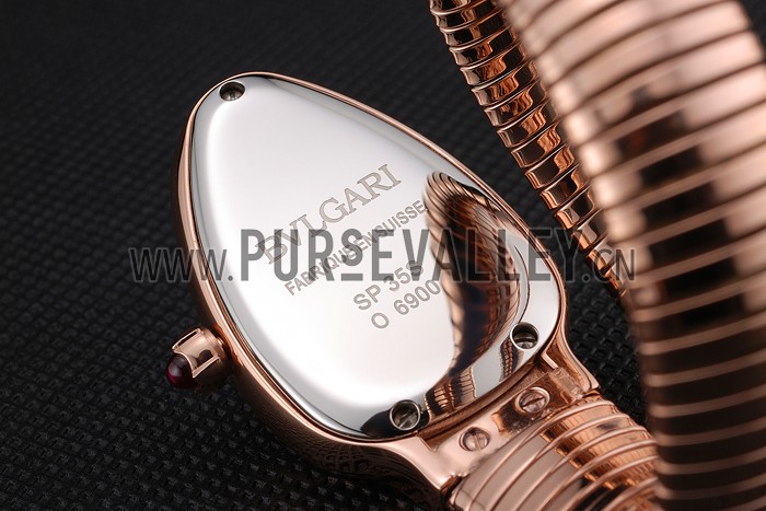 Bvlgari Serpenti 23mm Black Dial Rose Gold Case With Diamonds Rose Gold Bracelet