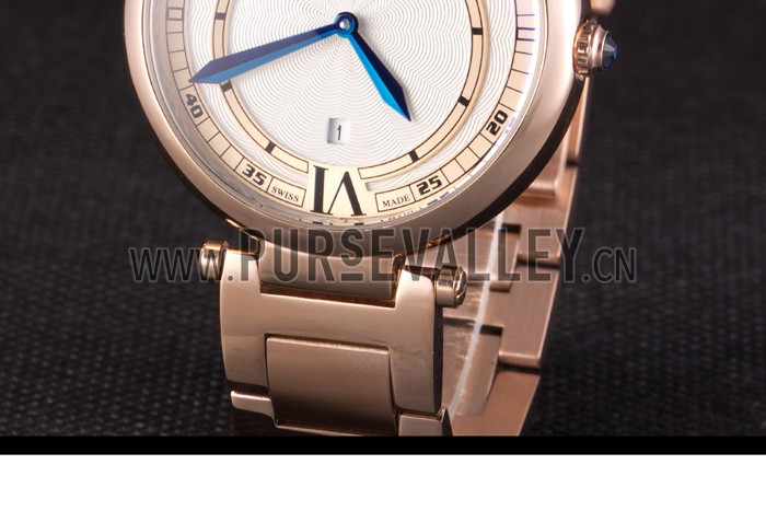 Cartier Ballon Bleu Rose Gold Stainelss Steel Strap White Dial 621453