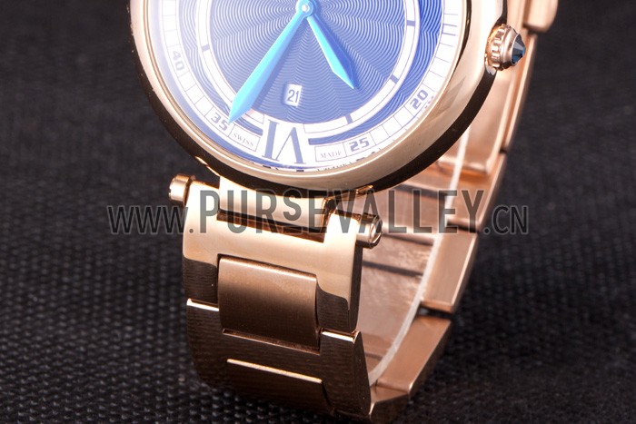 Cartier Ballon Bleu Rose Gold Stainelss Steel Strap Black Dial 621454