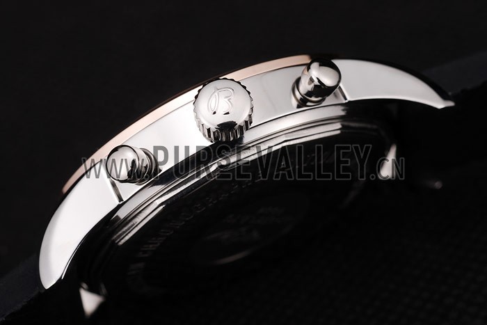 Breitling Transocean White Dial Black Rubber Strap Rose Gold Bezel