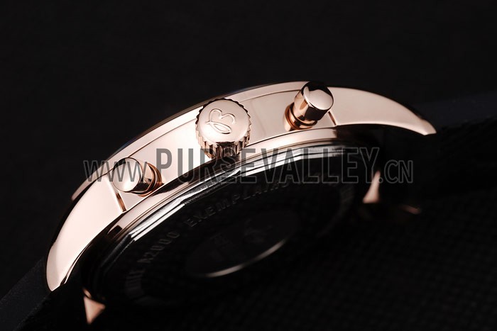 Breitling Transocean Black Dial Black Rubber Strap Rose Gold Bezel 98207