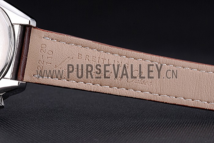 Breitling Chronomat 13 Stainless Steel Case White Dial Brown Leather Bracelet 622239