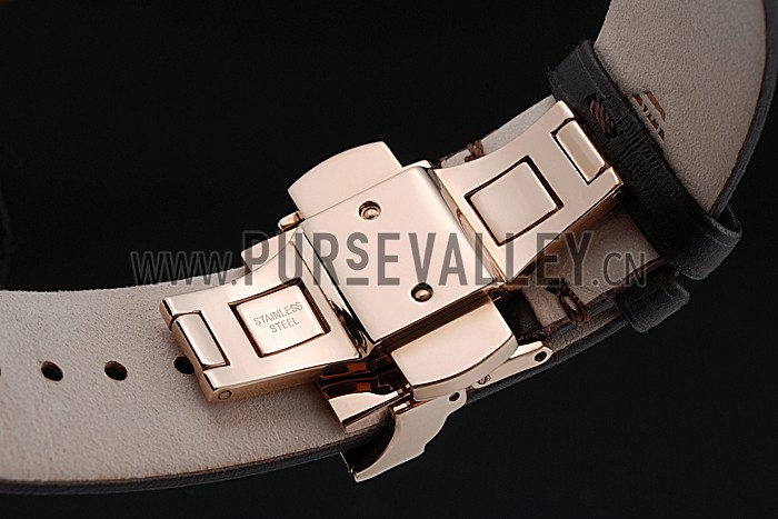 Emporio Armani Classic Chronograph Black Dial Rose Gold Case Black Leather Bracelet 622333