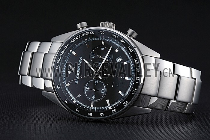 Emporio Armani Sportivo Chronograph Black Dial Stainless Steel Bracelet 622349