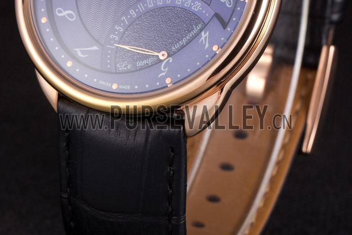 Hermes Classic Croco Leather Strap Navy Dial 801404