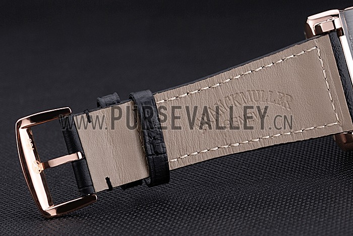 Franck Muller Master Square White Dial Gold Case Black Leather Band 622354