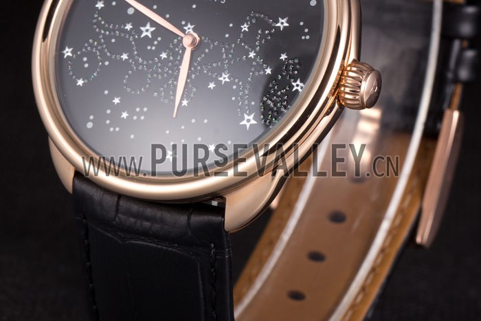 Hermes Classic Croco Leather Strap Black Dial 801405