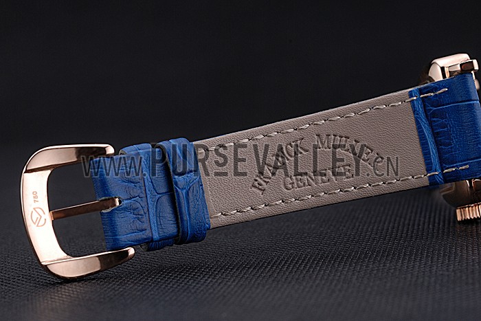 Franck Muller Long Island Classic Gold Dial Gold Case Blue Leather Band 622367