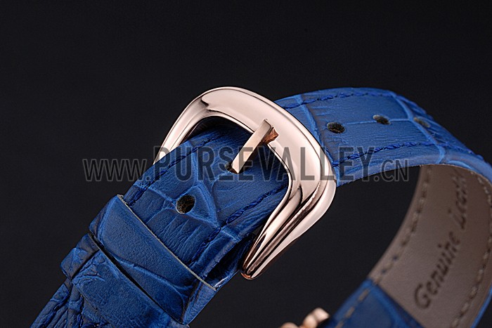 Franck Muller Long Island Classic White Dial Diamonds Case Blue Leather Band 622376