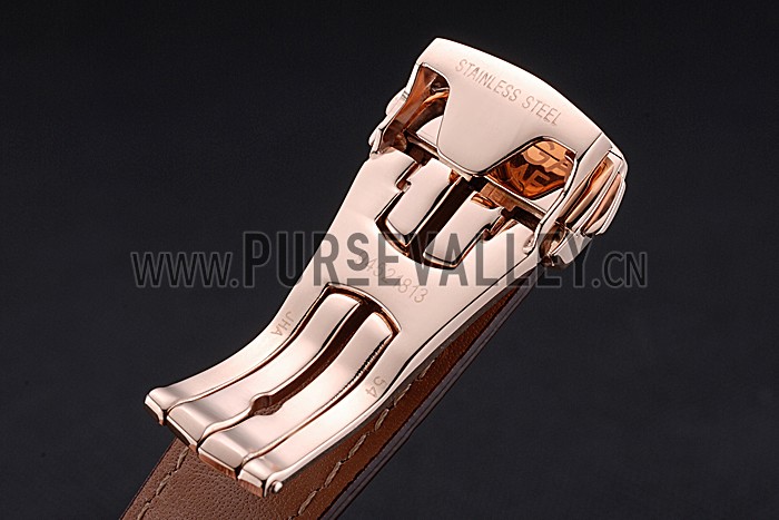 Omega Seamaster Planet Ocean GMT White Dial Rose Gold Case Brown Leather Band 622400