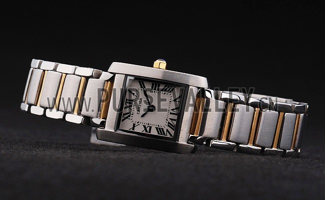 Cartier Tank Francaise 22mm White Dial Stainless Steel Case Two Tone Bracelet