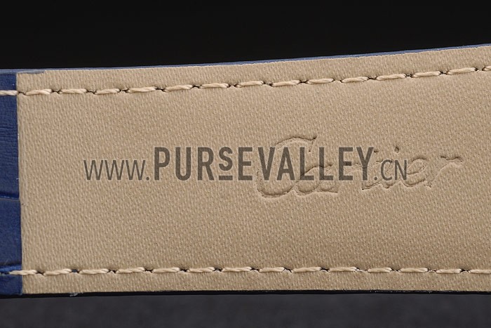 Cartier Tank Anglaise 36mm White Dial Diamonds Steel Case Blue Leather Bracelet