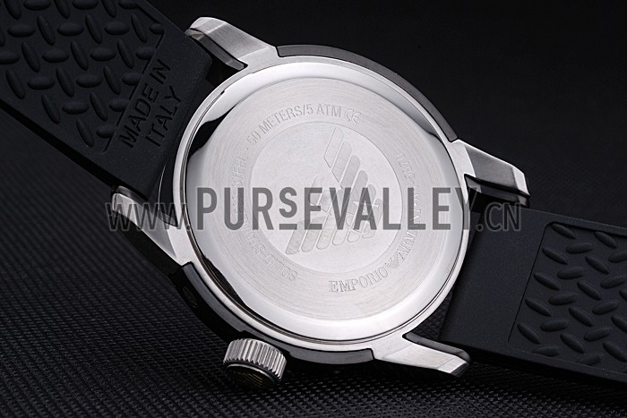 Emporio Armani Classic Black Rubber Strap White Dial