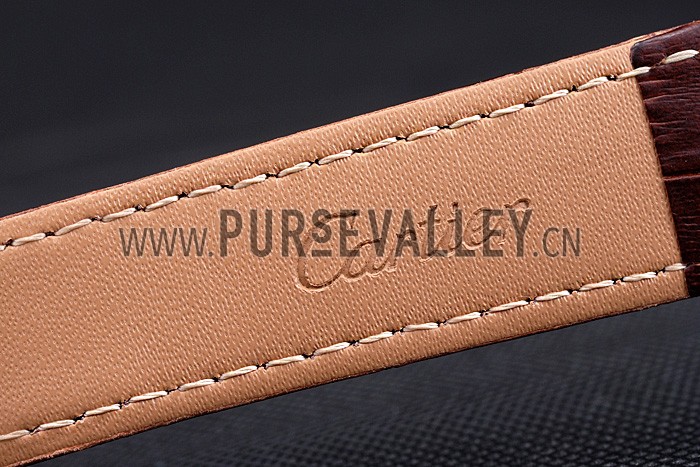 Cartier Rotonde Blue Crown Brown Leather Bracelet 621974