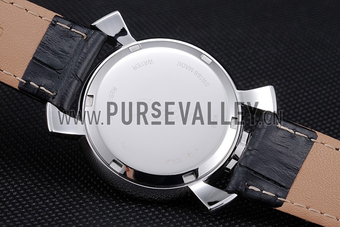 Cartier Rotonde Blue Crown Black Leather Bracelet 621975