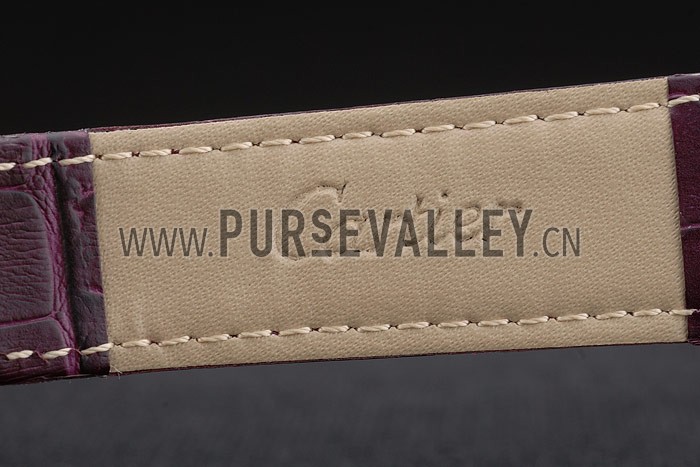 Cartier Tank Anglaise 30mm White Dial Stainless Steel Case Purple Leather Bracelet